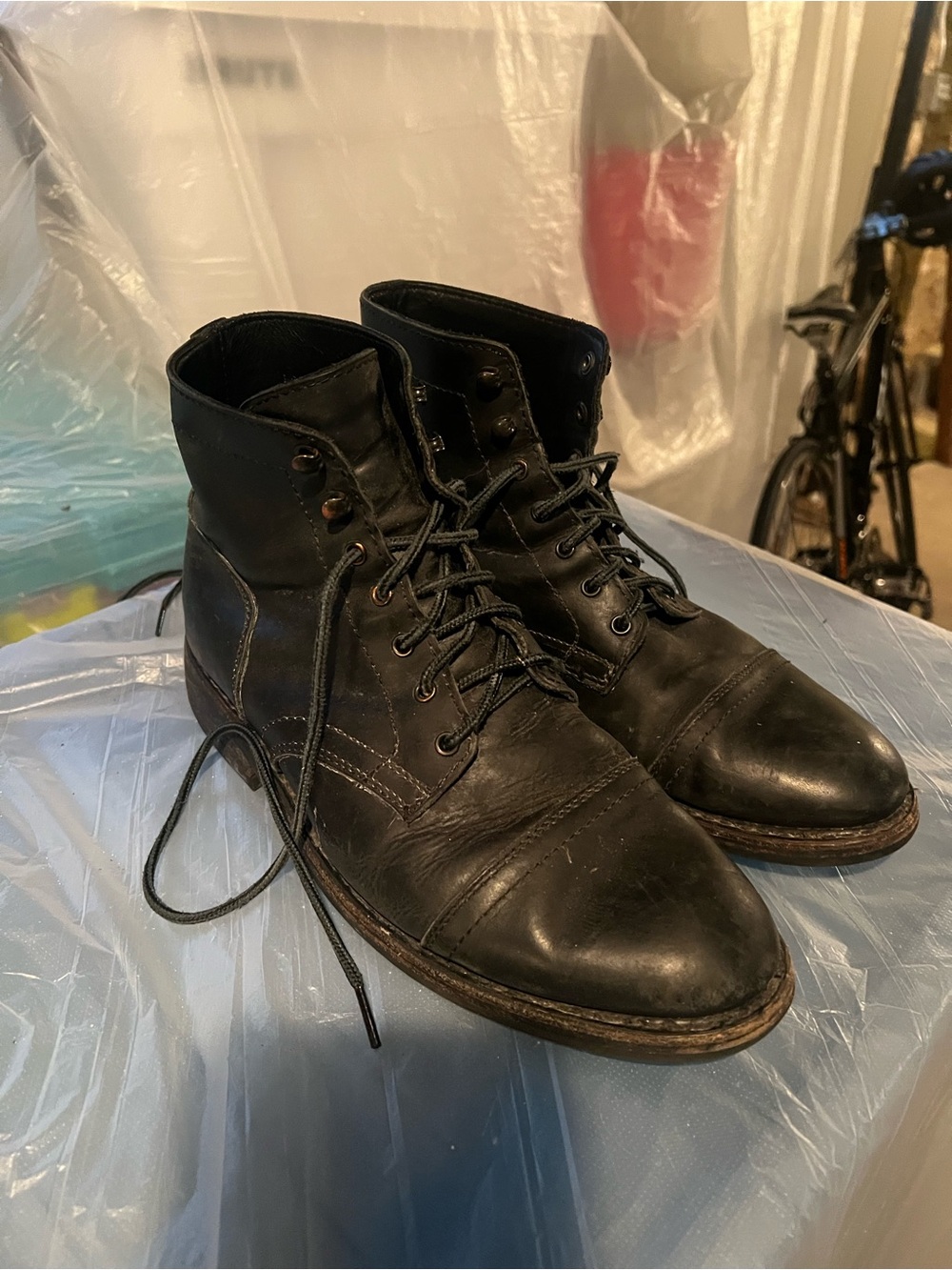 Thursday Boot Company Captains Matte Black Leather Lace-Up Boots